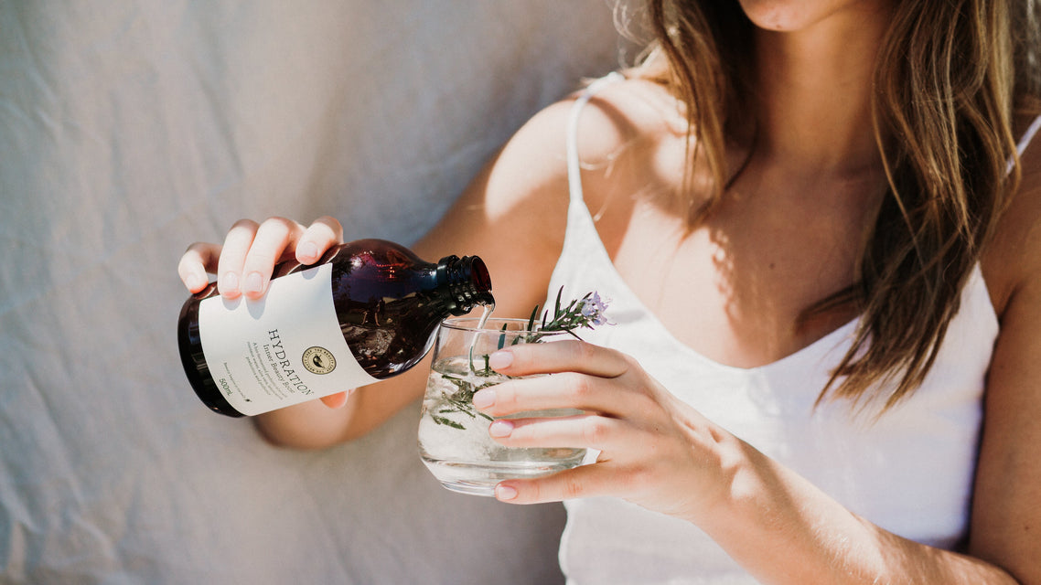 beauty chef, the beauty studio, shenton park, aesthetic, minimalist, caring, love, woman, drink, rosemary, white top, lifestyle